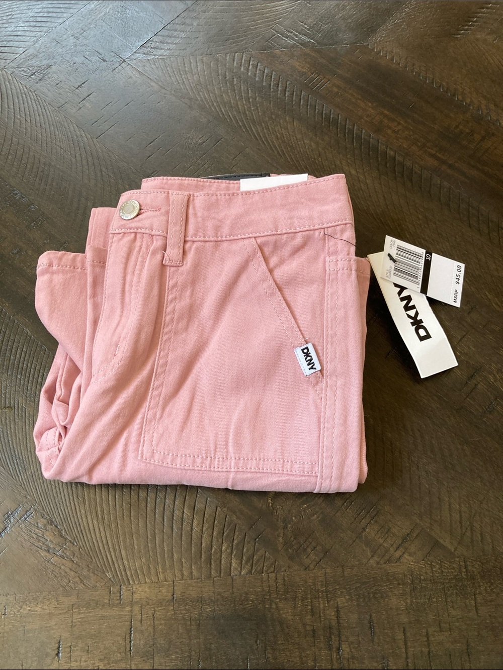 DKNY Girls' Light Pink Jeans with Front Pocket with tags still on